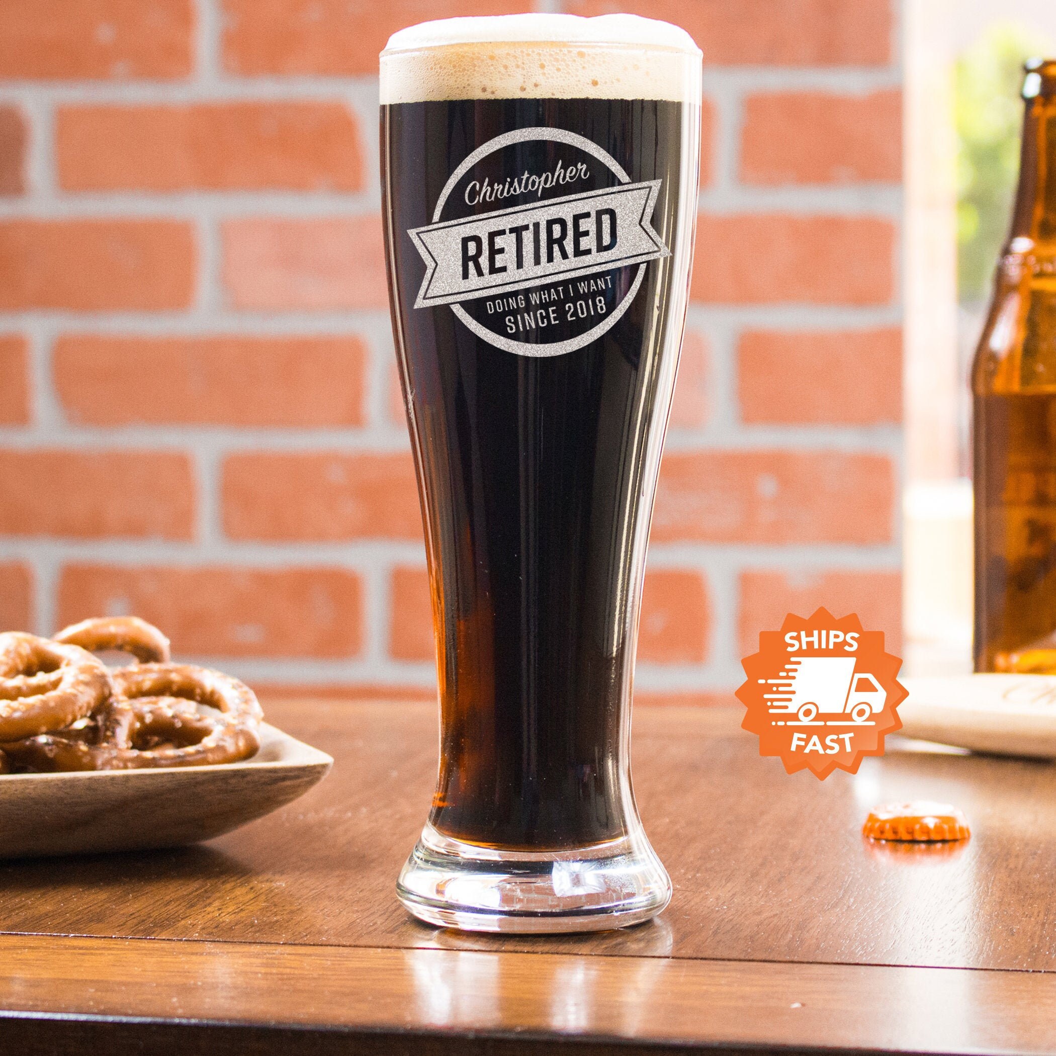 Retirement Gifts Beer Glass Etched Beer Mug for Retirement Etsy