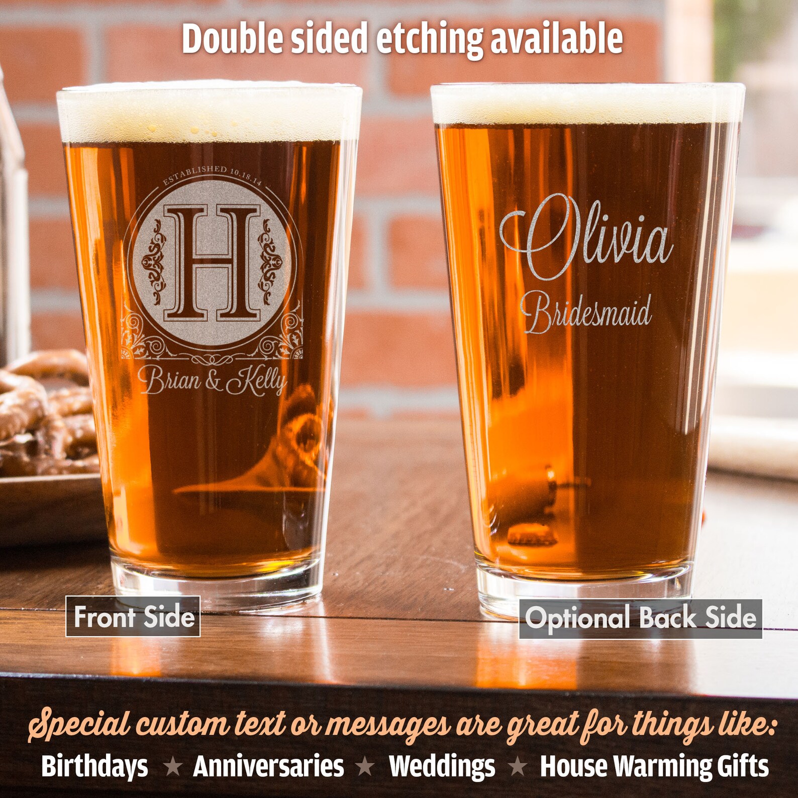Etched Wedding Beer Glass Personalized Pint Glass for Etsy