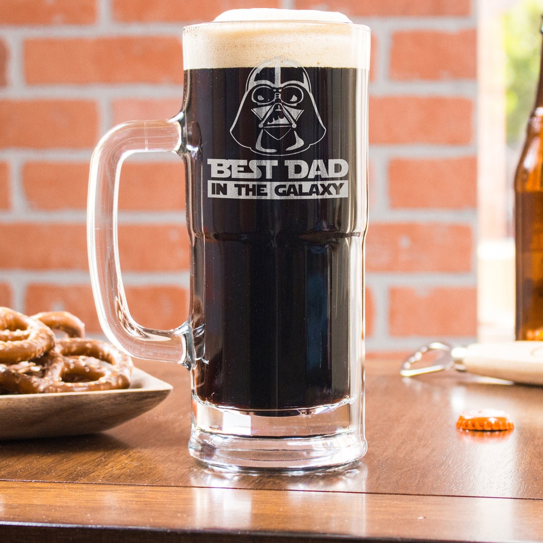 Darth Vader Beer Mug for Dad Etched Star Wars Beer Mug, Father's Day Gift  for Star Wars Fan, Best Dad in the Galaxy, Design: FD5 