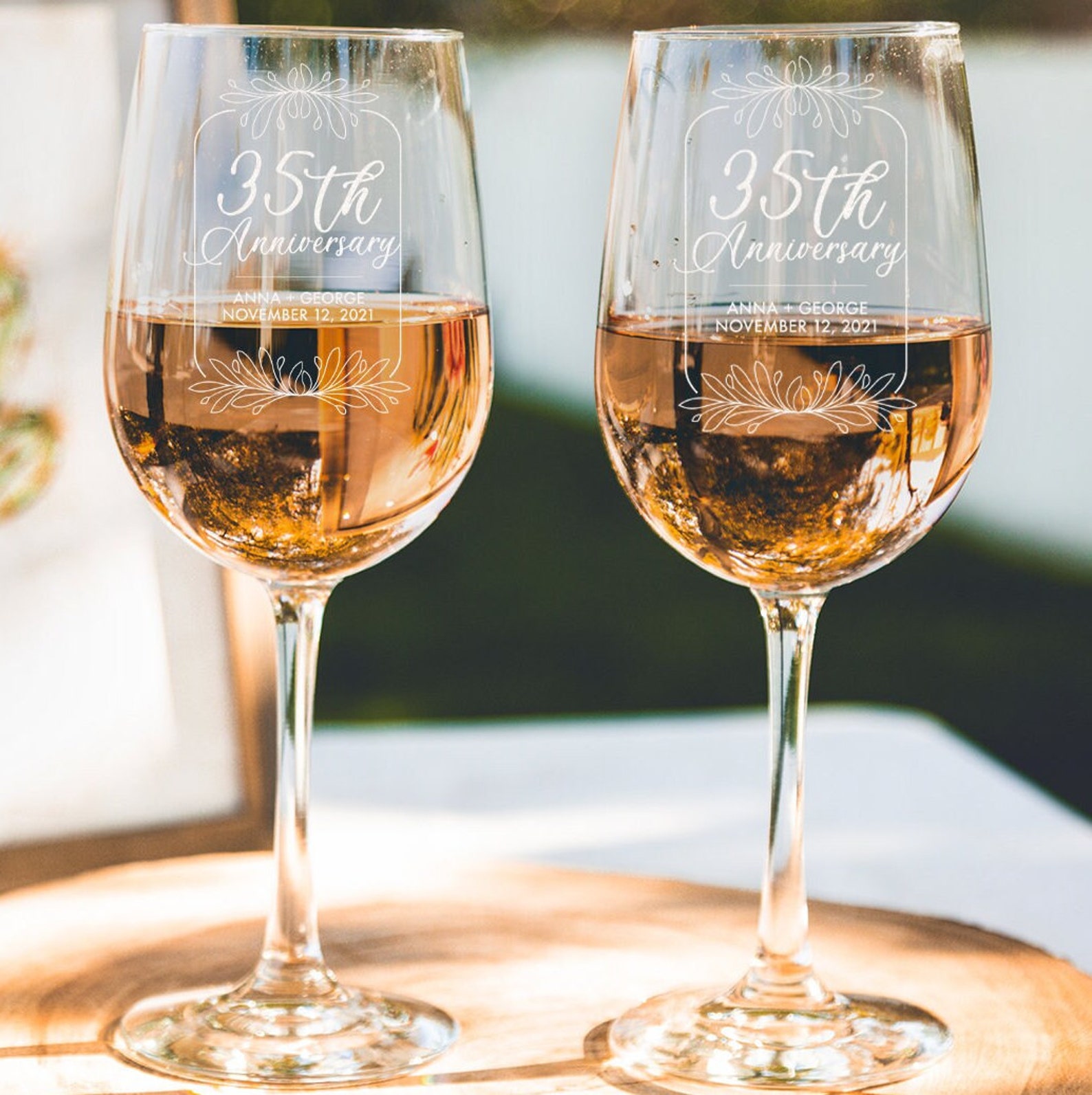 35th Wedding Anniversary Glasses - Etched Toasting Glasses, Anniversary 35th Wedding Anniversary Glasses - Etched Toasting Glasses, Anniversary