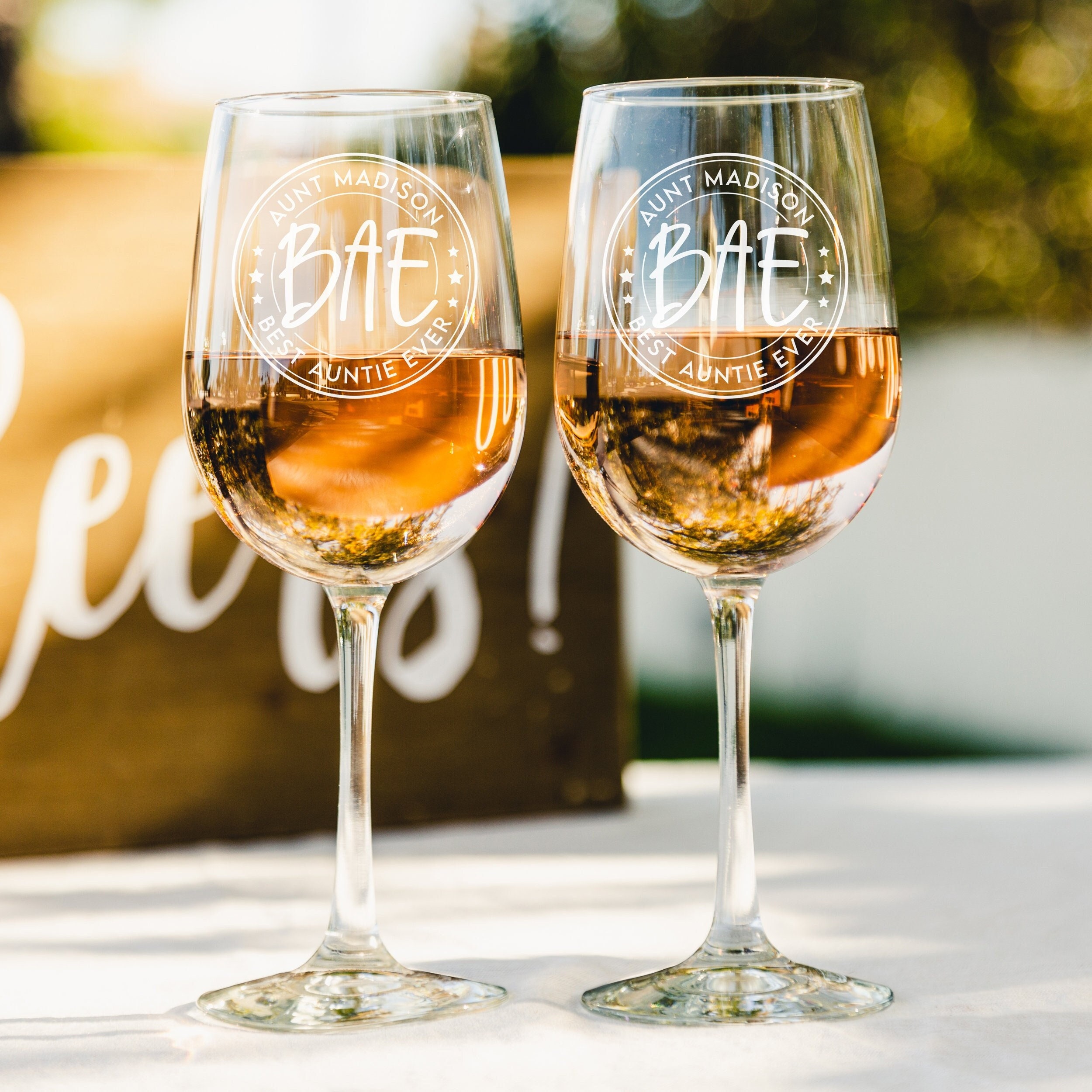 Best Aunt Ever Etched Glass - Personalized Wine Glass for Auntie, Personalized Gift for Aunt or Aunty To Be, Design: FM10