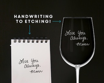 Handwritten Message Wine Glass | Custom Wine Glass with Handwriting | Personalized Gifts | Keepsake Gifts | Memorial Gift, Design: HNDW
