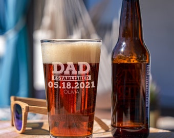 New Dad Gift - Personalized Gift from Wife, Personalized Beer Glass for New Dad, First Father's Day Pint, Design: DADEST