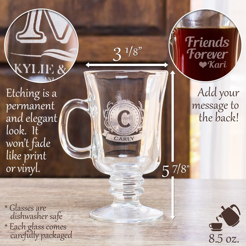 Custom Irish Coffee Mug Etched Glass Coffee Cup Coffee Etsy