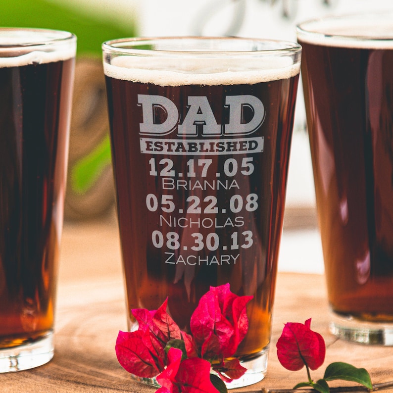 Personalized Gift for Dad Etched Beer Glass for Dad With Etsy