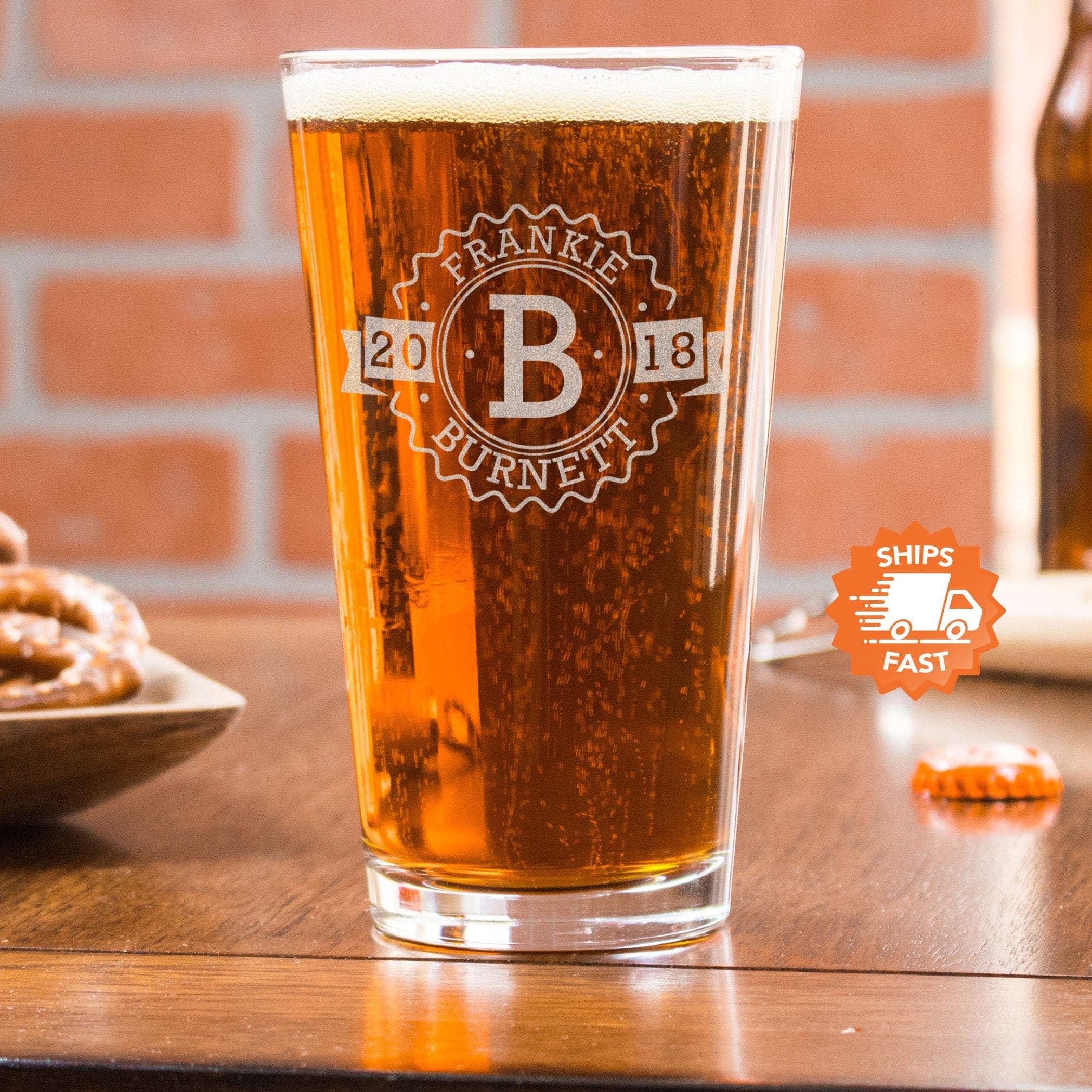 Monogrammed Beer Glass Personalized Pint Glasses Etsy