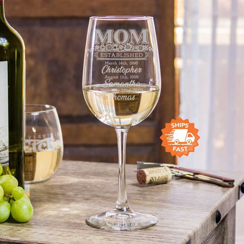 Mom Wine Glass Mom Est Wine Glass is the Best Birthday Gift Etsy