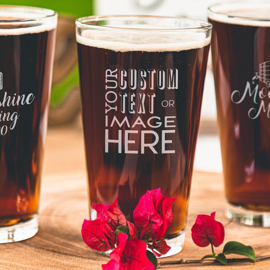 Etched Custom Pint Glasses Personalized Beer Glasses With Custom