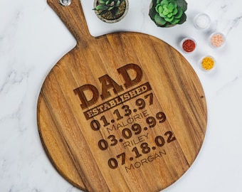 Personalized Engraved Wooden Cheese Board - Custom Kitchen Decor & Unique Gift for Dad -Design: DADEST