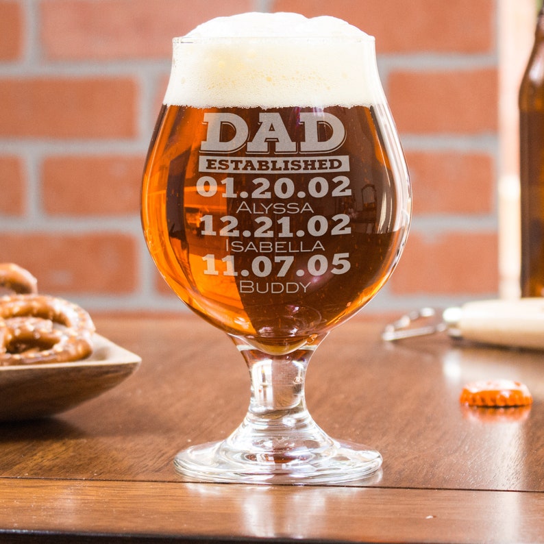 Stemmed Beer Glass for Dad Personalized With up to 3 Kids Etsy