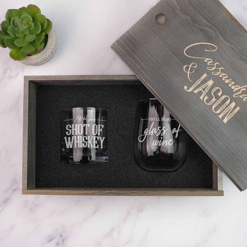 Coffret Cadeau Gravé Vin & Whisky