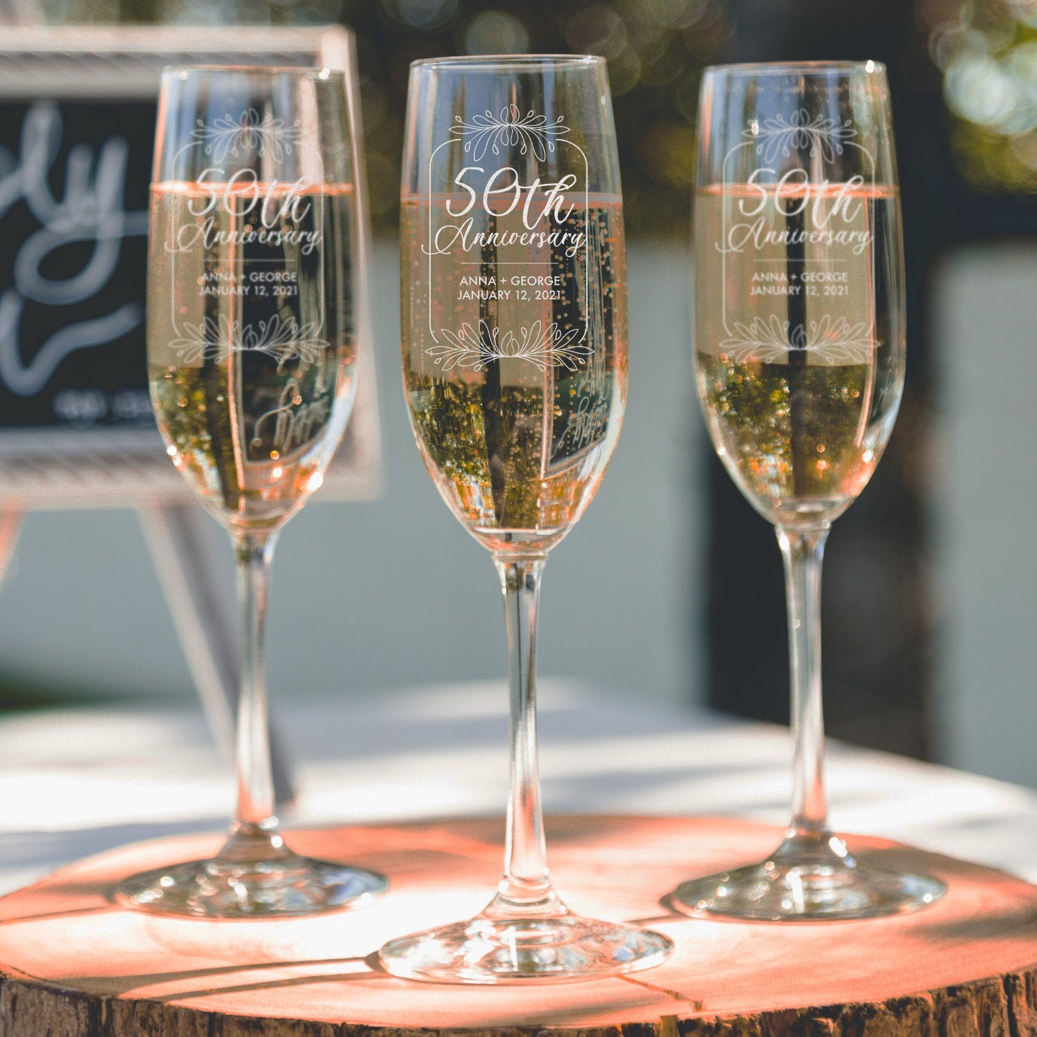 Personalized Screen Printed Tall Champagne Flutes