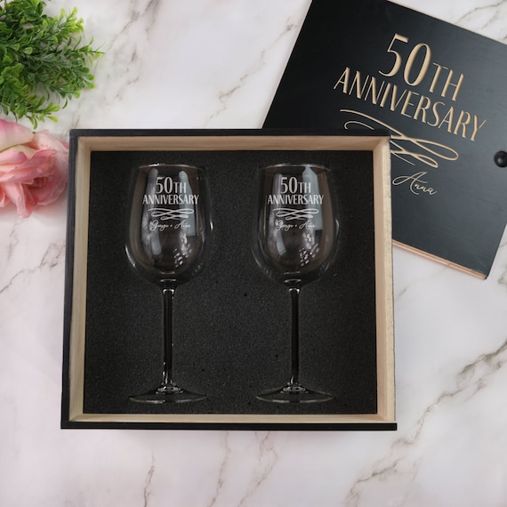 Copas de champán o copas de vino personalizadas para aniversario, juego de  2, nombres y fecha, personalizado para celebración de aniversario, grabado