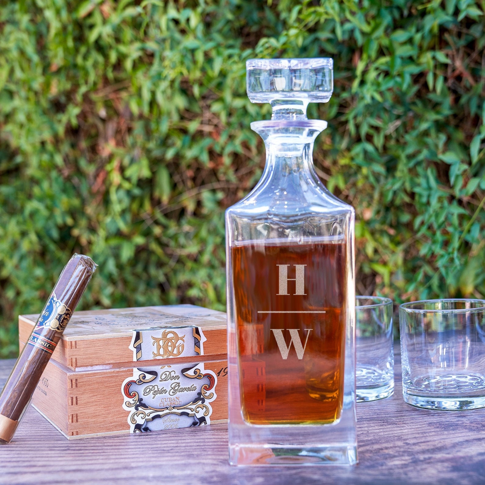 Liquor Decanter Etched with Initials Engraved Initial Glass Etsy