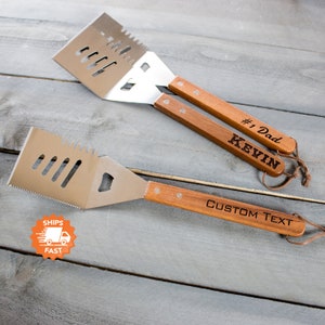 Personalized Grilling Spatula - Grilling Gifts Tools for Men, BBQ Spatula with Beer Bottle Opener, Gifts for Dad, Design: NAME