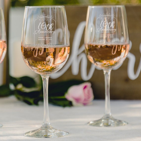Bicchieri da vino per il 10 anniversario Bicchiere personalizzato