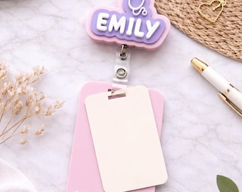 Porta credencial de enfermera personalizado con Badge Buddy – Porta credencial de enfermera personalizado – Clip de identificación – Bonito regalo de enfermería – Porta credencial de bolsillo para personal médico