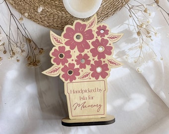 Mother's Day Wood Flower Holder | Personalised DIY Flowers Wood Sign | Mama Gift | Handprint Art | Custom Mother's Day | Flower Holder Vase