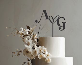 Wedding Cake Topper | initials Cake Topper | Personalised Wedding Cake Topper | Rustic Wedding Cake Topper | Engagement Cake Topper