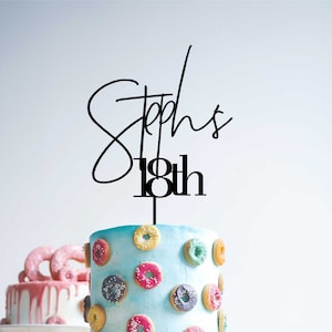 Custom birthday 18 Eighteen 18th gold mirror cake topper cake decoration name personalised Cake Toppers Cake Decoration name