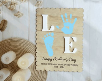 Mother's Day Hand Print Sign | Personalised DIY Handprint Wood Sign | Handprint Sign |Mama Gift | Handprint Art DIY | Custom Mother's Day