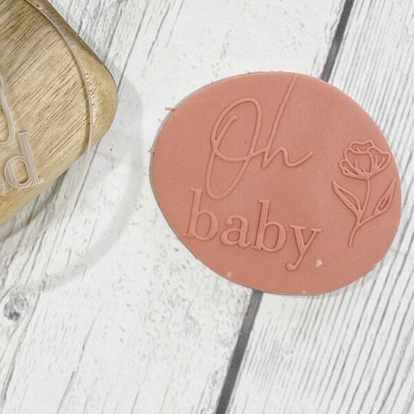 Oh baby Custom Cookie fondant stamp Baby Shower Cookie stamp - with your initials & wreath perfect weddings, engagements and bridal showers