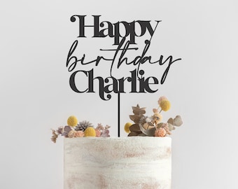 Cake Topper - Birthday cake decoration | personalise birthday cake topper happy birthday |  Modern cake topper | personalise cake topper