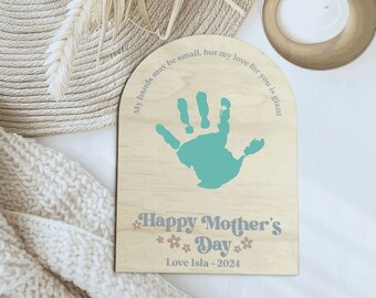 Mother's Day Hand Print Sign | Personalised DIY Flowers Wood Sign | Handprint Sign |Mama Gift | Handprint Art DIY | Custom Mother's Day
