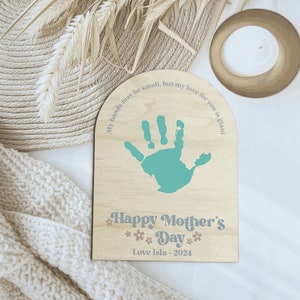 Mother's Day Hand Print Sign | Personalised DIY Flowers Wood Sign | Handprint Sign |Mama Gift | Handprint Art DIY | Custom Mother's Day