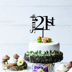 Custom birthday 21 twenty one 21st gold mirror cake topper cake decoration name personalised Cake Toppers Cake Decoration name