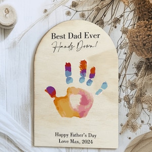 Mejor papá sin duda el día del padre signo de impresión de la mano / signo de madera de impresión de la mano / signo de la huella de la mano / regalo de papá / bricolaje de la huella de la mano / día del padre personalizado