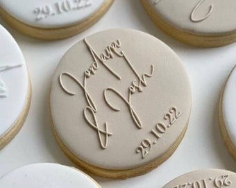 Wedding Custom Cookie  stamp - Personalise modern debosser -with your initials & date perfect weddings favours or  engagements