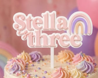 Personalised Rainbow First Birthday Cake Topper