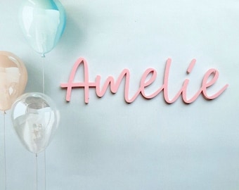 Pink Acrylic Name Sign - Personalised nursery sign- Personalised name script plaque - Custom wall sign - Personalised Sign Babies