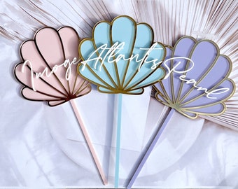 Mermaid Shell cake topper | Shell cake topper | birthday | Personalised shell one birthday | two birthday | Under the sea birthday