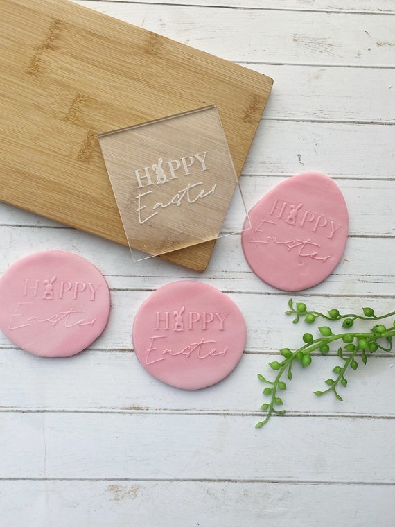 Easter Fondant Debosser - Happy Easter - Cookie Debosser - Fondant Debosser Rabbit bunny Fondant Stamp - Fondant Embosser- Cookie Stamp
