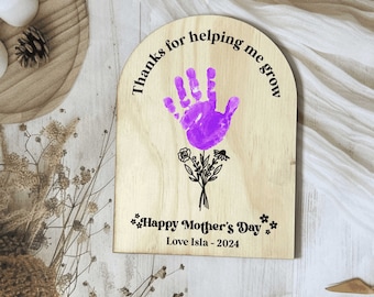 Mother's Day Hand Print Sign | Personalised DIY Flowers Wood Sign | Handprint Sign |Mama Gift | Handprint Art DIY | Custom Mother's Day