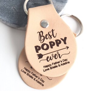 Father's Day - Grandparent Poppy personalised daddy leather key ring - Best Daddy Ever - 1st father's day first - best pop ever custom name