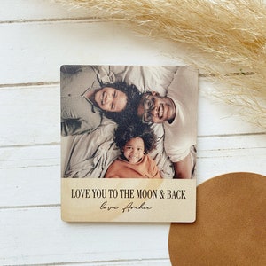 Father's Day Gift -  Father's Day Fridge Magnet - Personalised Father's Day -  Photo Frame Gift for Grandparents Wooden Frame