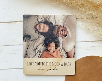 Father's Day Gift -  Father's Day Fridge Magnet - Personalised Father's Day -  Photo Frame Gift for Grandparents Wooden Frame