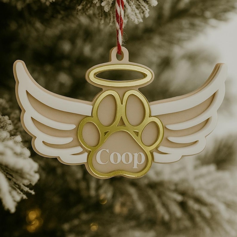 Custom Pet Memorial Ornament With Wings and Halo | Pet Loss Gift ...