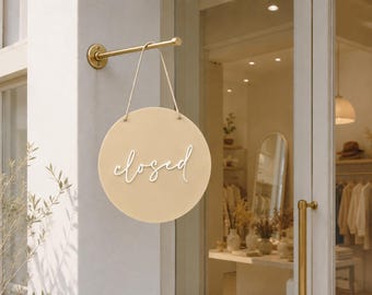 Shop Front Acrylic Business Open/Closed Sign – Gold Lettering