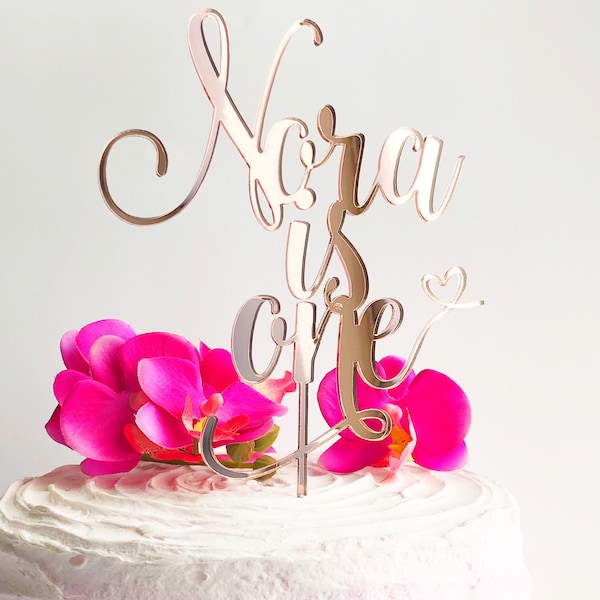 Custom personalised is one cake topper first birthday rose gold cake decoration decorating 1st personalised cake wood acrylic is age name