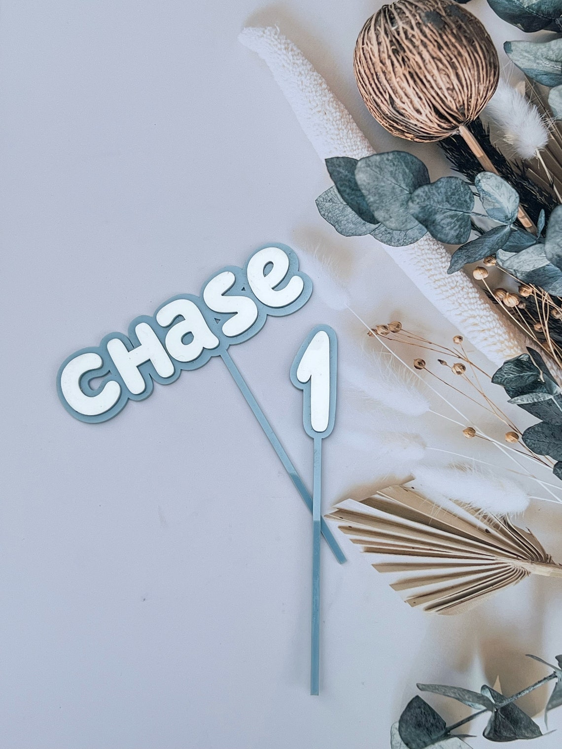 Blue Cake Topper - Bubble Name Cake Topper - Two Tone Custom Birthday ...