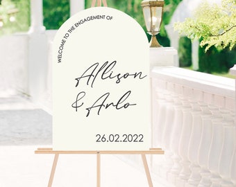 Arch Engagement Welcome Sign | Acrylic Welcome Sign | Welcome Board | White Sign | Event Sign | Minimalist Wedding Sign Rustic Wedding