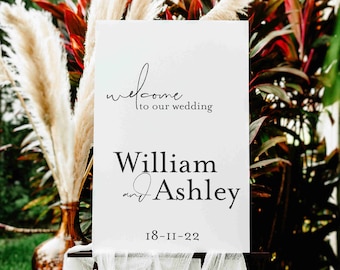 Welcome to our wedding | Wedding Welcome Sign | Acrylic Welcome Sign | Welcome Board | White Wedding Sign | Event Sign | Minimalist Sign
