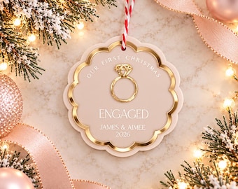 Personalised Engagement Christmas Ornament 2026 | Our First Christmas Engaged | Custom Couples Bauble | Engagement Gift