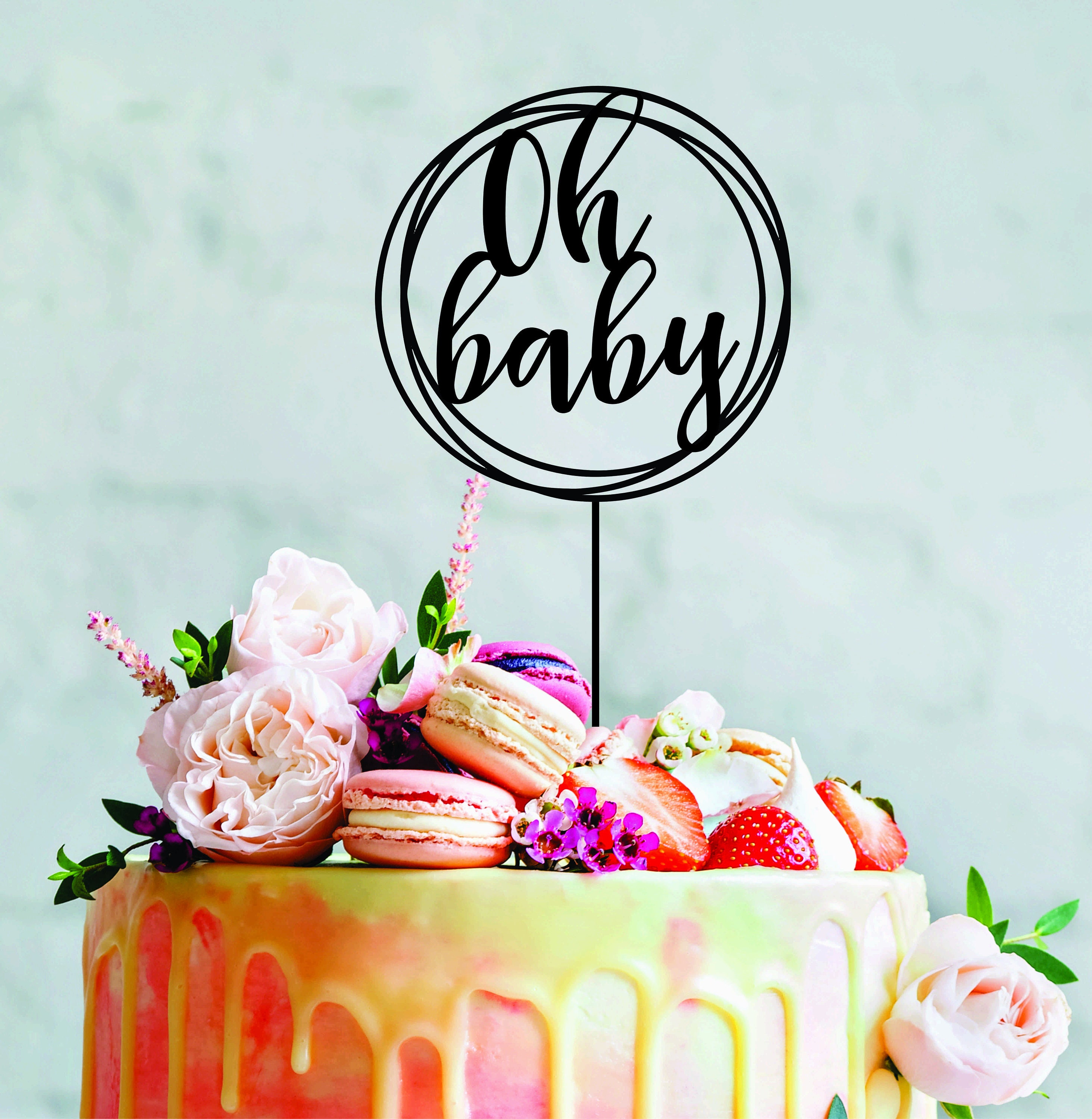 Oh Baby Baby Shower Rustic Cake Topper Wood Gold Black Etsy Australia