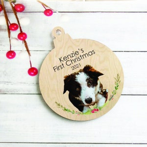 First xmas Personalised furbaby dog using your photo christmas bauble tree decoration wood ornament custom made timber wood xmas decoration