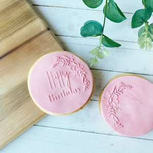 STHB02 - Happy Birthday Cookie Fondant Stamp - Fondant Embosser- Cookie Stamp